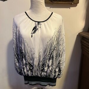 Elegant Black and White Women's Vintage Virginie Made in Paris Tops